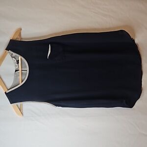 Olive & Oak Navy Blue and Cream Sheer Sleeveless Maternity Tank Size M